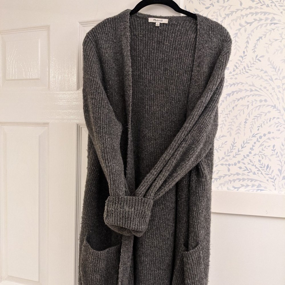 Medium Gray Ribbed Madewell Cardigan